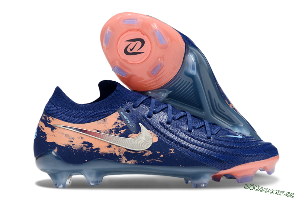 Men's Nike Phantom GX 2 Elite FG Firm Ground Low-Tops Football Boots - Blue/White/Pink 2