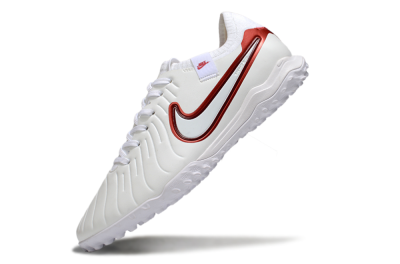 Men's Nike Tiempo Legend 10 Pro TF Artificial Turf Low-Tops Football Shoes - White/Red