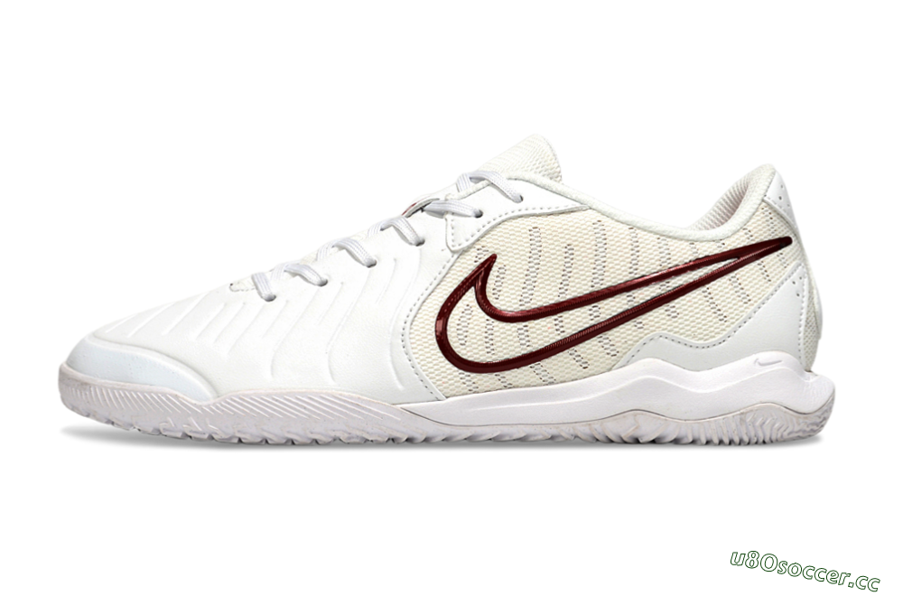 Men's Nike Tiempo Legend 10 Academy IC Indoor & Futsal Low-Tops Football Shoes - White/Red 0