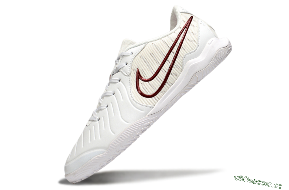 Men's Nike Tiempo Legend 10 Academy IC Indoor & Futsal Low-Tops Football Shoes - White/Red 5