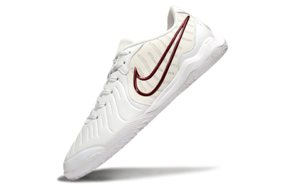 Men's Nike Tiempo Legend 10 Academy IC Indoor & Futsal Low-Tops Football Shoes - White/Red