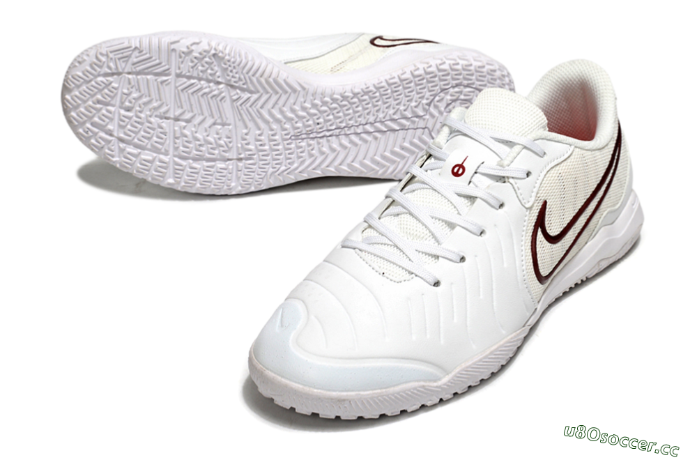 Men's Nike Tiempo Legend 10 Academy IC Indoor & Futsal Low-Tops Football Shoes - White/Red 3