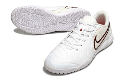 Men's Nike Tiempo Legend 10 Academy IC Indoor & Futsal Low-Tops Football Shoes - White/Red