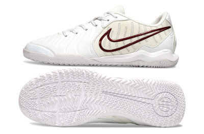 Men's Nike Tiempo Legend 10 Academy IC Indoor & Futsal Low-Tops Football Shoes - White/Red