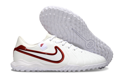 Men's Nike Tiempo Legend 10 Academy TF Artificial Turf Low-Tops Football Shoes - White/Red