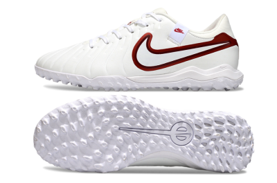 Men's Nike Tiempo Legend 10 Academy TF Artificial Turf Low-Tops Football Shoes - White/Red
