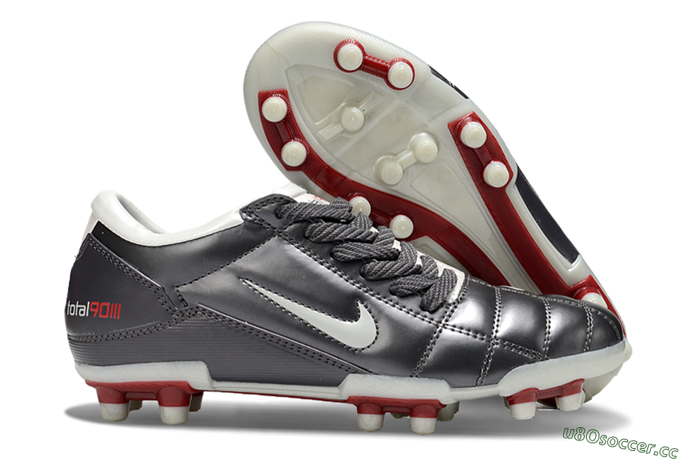 Men's Nike Total 90 III FG Firm Ground Low-Tops Football Boots - Grey/White/Red 2