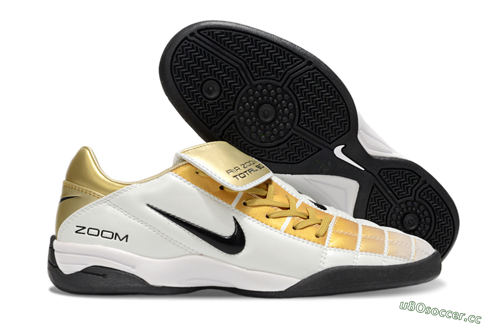 Men's Nike Air Zoom Total 90 III IC Indoor & Futsal Low-Tops Football Shoes - White/Gold/Black 2