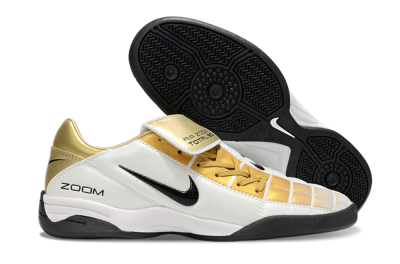 Men's Nike Air Zoom Total 90 III IC Indoor & Futsal Low-Tops Football Shoes - White/Gold/Black