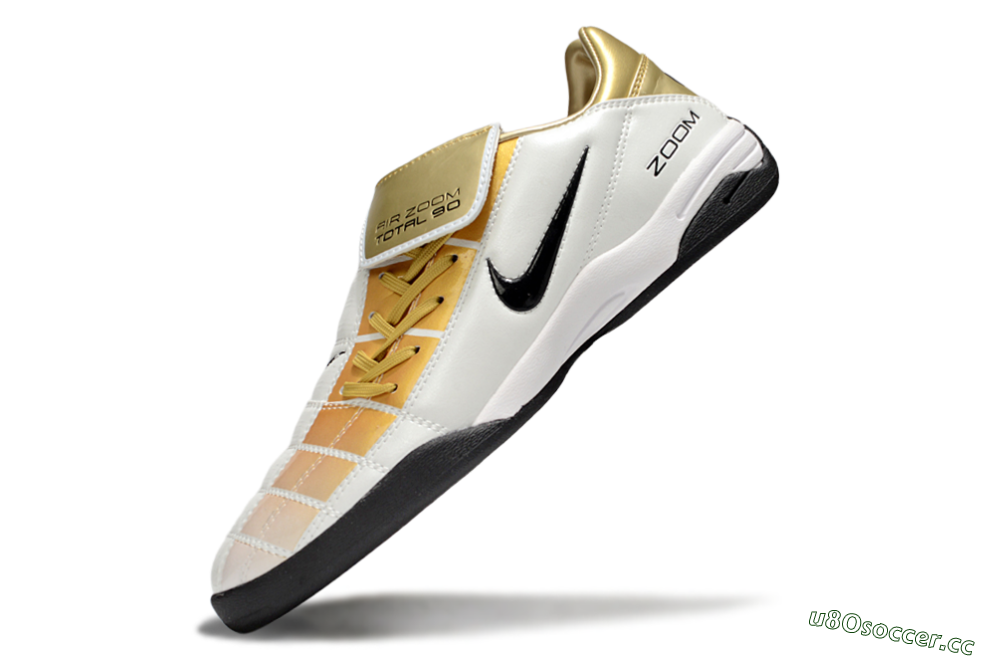 Men's Nike Air Zoom Total 90 III IC Indoor & Futsal Low-Tops Football Shoes - White/Gold/Black 5