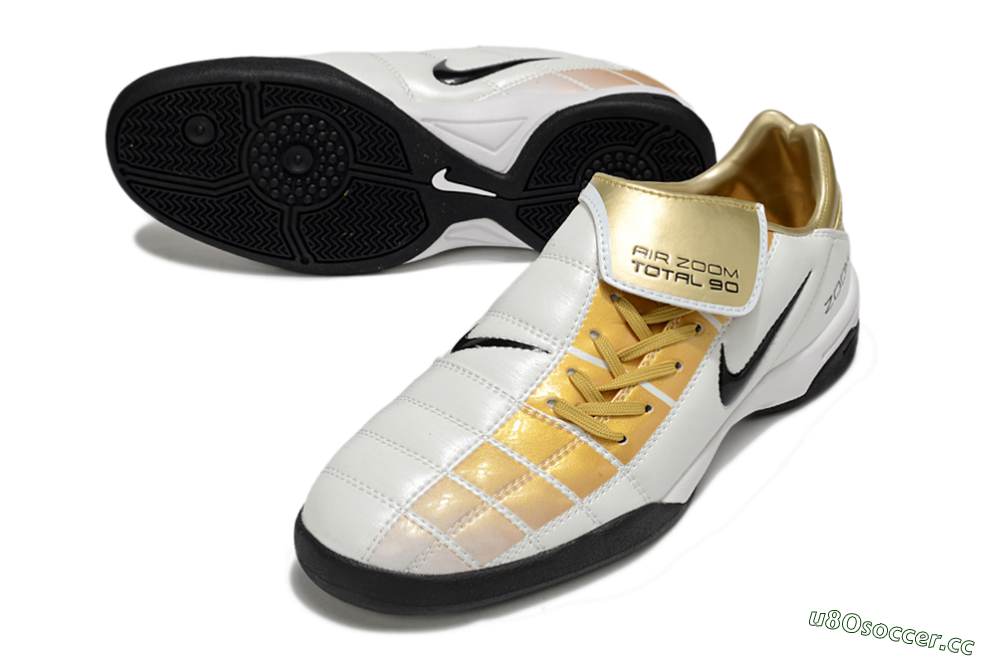 Men's Nike Air Zoom Total 90 III IC Indoor & Futsal Low-Tops Football Shoes - White/Gold/Black 3