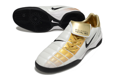 Men's Nike Air Zoom Total 90 III IC Indoor & Futsal Low-Tops Football Shoes - White/Gold/Black