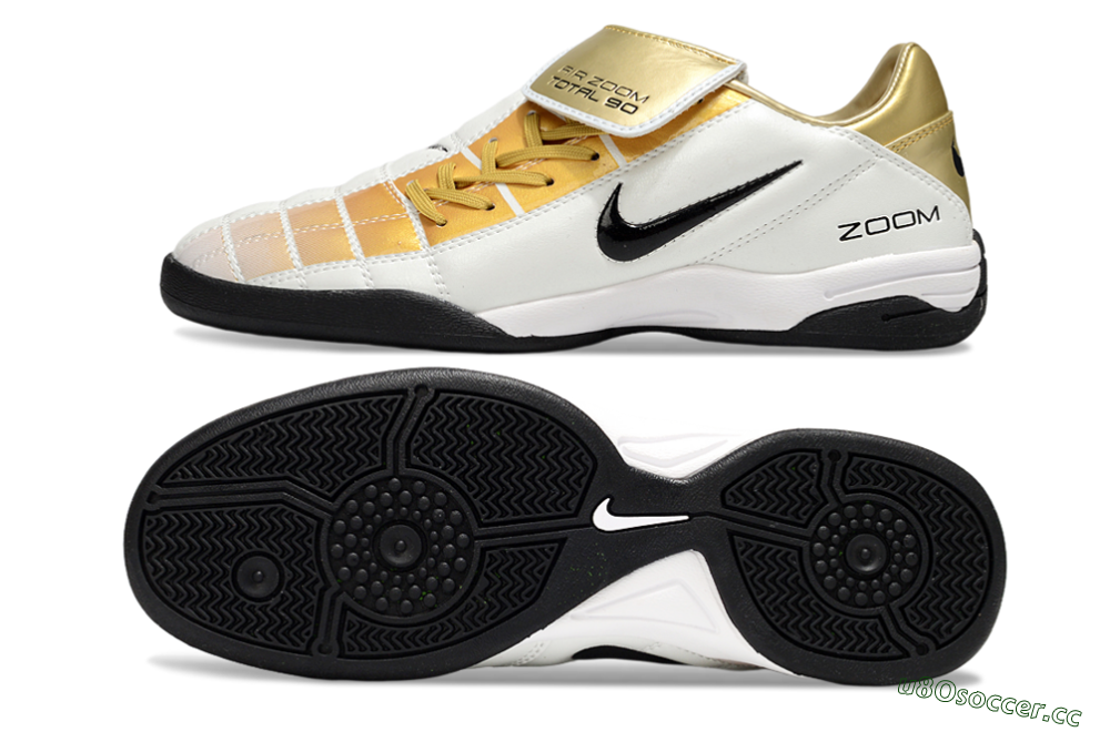 Men's Nike Air Zoom Total 90 III IC Indoor & Futsal Low-Tops Football Shoes - White/Gold/Black 1