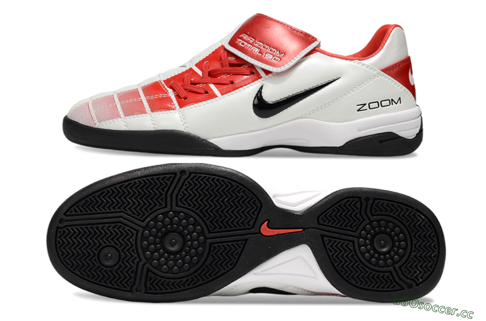 Men's Nike Air Zoom Total 90 III IC Indoor & Futsal Low-Tops Football Shoes - White/Red/Black 1
