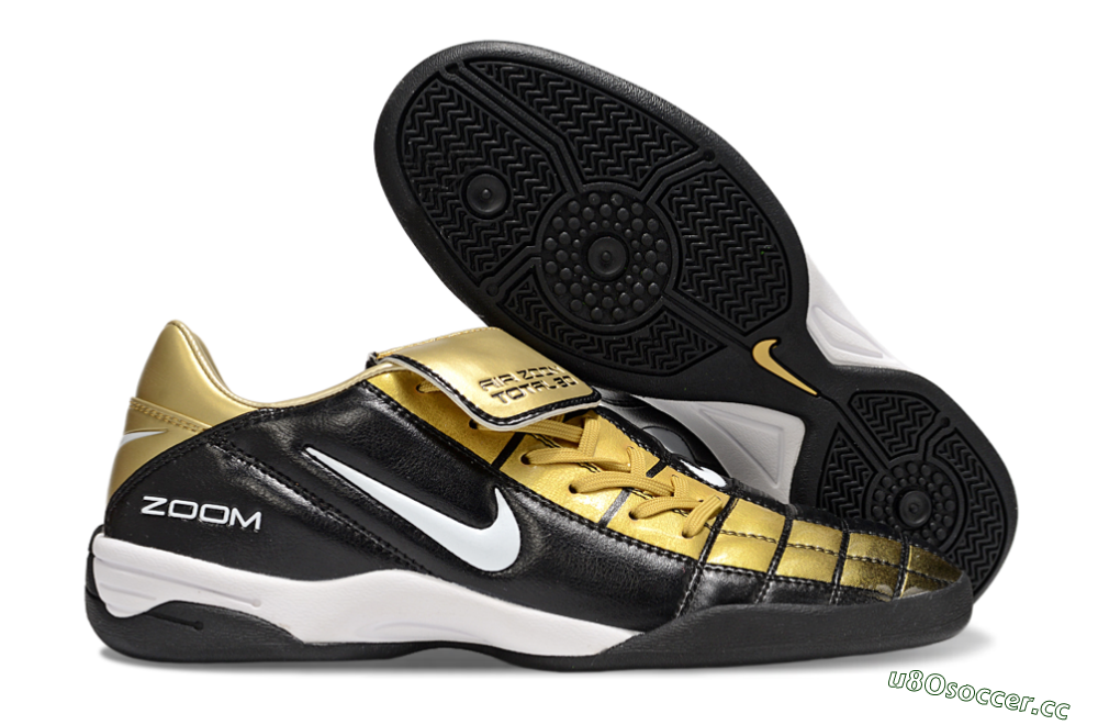 Men's Nike Air Zoom Total 90 III IC Indoor & Futsal Low-Tops Football Shoes - Black/Gold/White 2