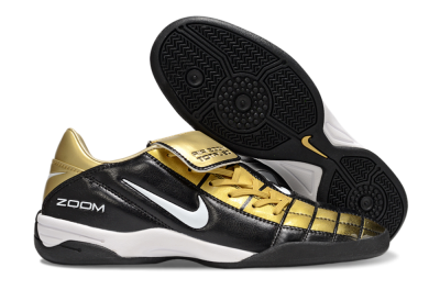 Men's Nike Air Zoom Total 90 III IC Indoor & Futsal Low-Tops Football Shoes - Black/Gold/White