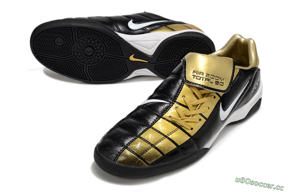 Men's Nike Air Zoom Total 90 III IC Indoor & Futsal Low-Tops Football Shoes - Black/Gold/White 3