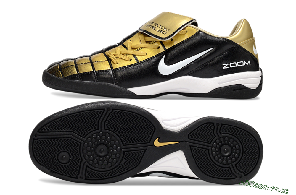 Men's Nike Air Zoom Total 90 III IC Indoor & Futsal Low-Tops Football Shoes - Black/Gold/White 1