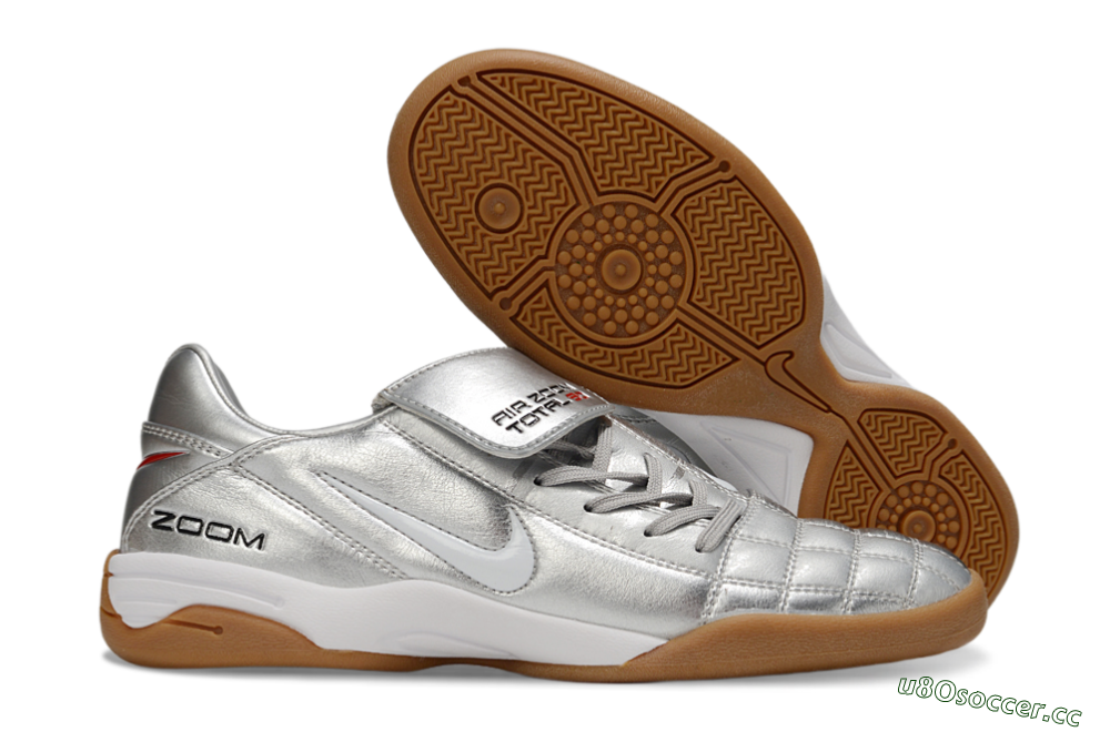 Men's Nike Air Zoom Total 90 III IC Indoor & Futsal Low-Tops Football Shoes - Silver/Black/White 2