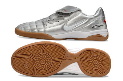 Men's Nike Air Zoom Total 90 III IC Indoor & Futsal Low-Tops Football Shoes - Silver/Black/White