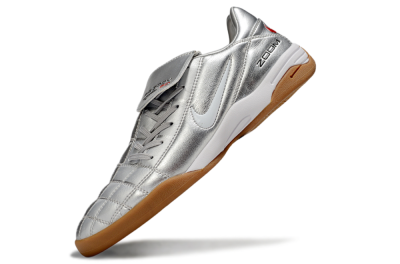 Men's Nike Air Zoom Total 90 III IC Indoor & Futsal Low-Tops Football Shoes - Silver/Black/White