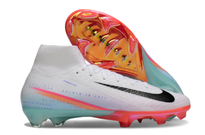 Unisex Nike Air Zoom Mercurial Superfly 10 Elite FG Firm Ground High-Tops Football Boots - White/Black/Red