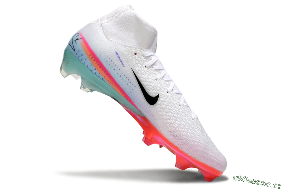 Unisex Nike Air Zoom Mercurial Superfly 10 Elite FG Firm Ground High-Tops Football Boots - White/Black/Red 4