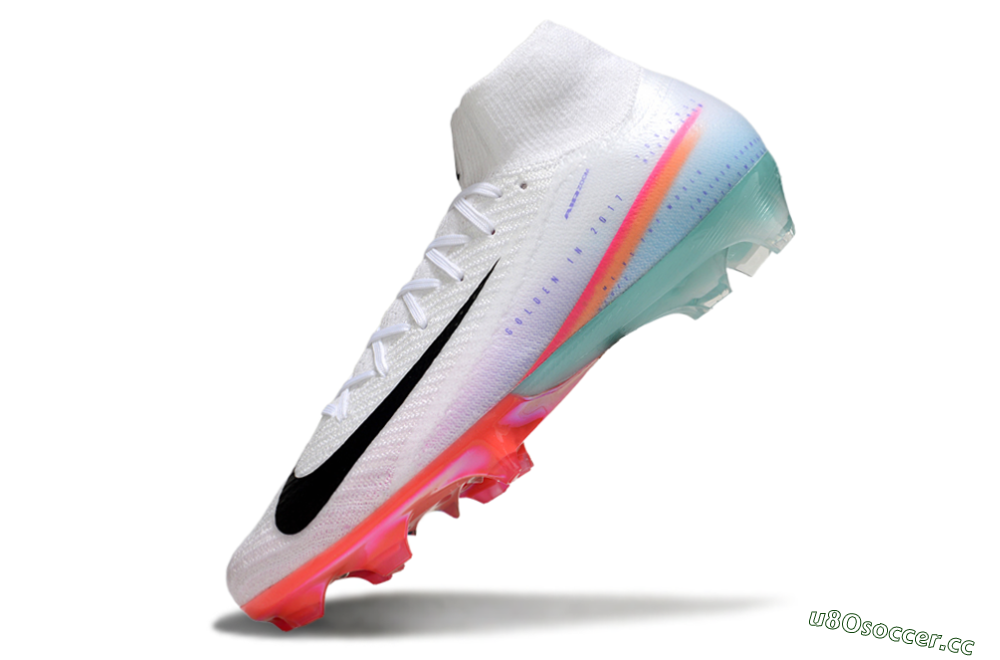 Unisex Nike Air Zoom Mercurial Superfly 10 Elite FG Firm Ground High-Tops Football Boots - White/Black/Red 5