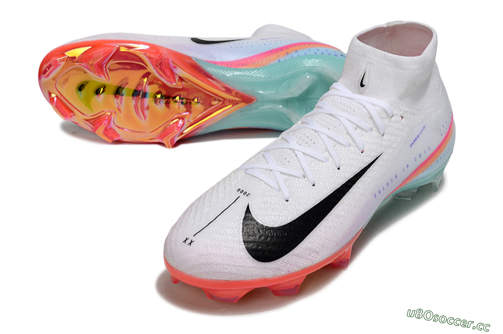 Unisex Nike Air Zoom Mercurial Superfly 10 Elite FG Firm Ground High-Tops Football Boots - White/Black/Red 3