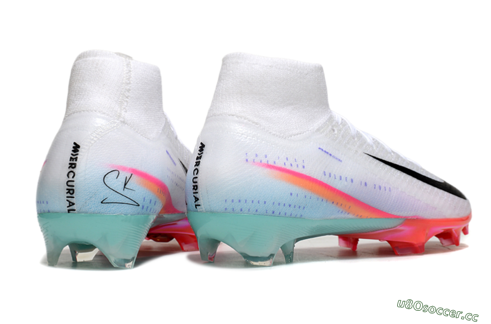 Unisex Nike Air Zoom Mercurial Superfly 10 Elite FG Firm Ground High-Tops Football Boots - White/Black/Red 6