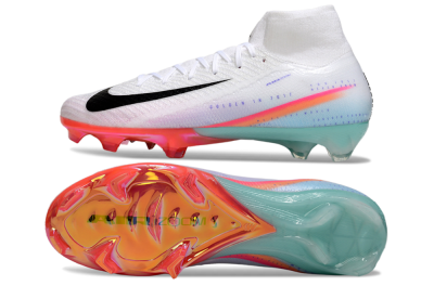 Unisex Nike Air Zoom Mercurial Superfly 10 Elite FG Firm Ground High-Tops Football Boots - White/Black/Red