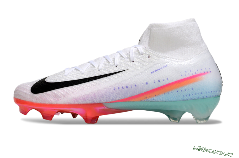 Unisex Nike Air Zoom Mercurial Superfly 10 Elite FG Firm Ground High-Tops Football Boots - White/Black/Red 0