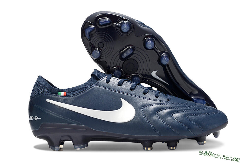 Men's Nike Tiempo Legend 10 Elite FG Firm Ground Low-Tops Football Boots - Blue/White 2