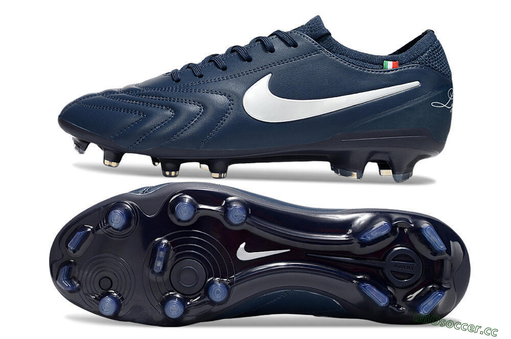 Men's Nike Tiempo Legend 10 Elite FG Firm Ground Low-Tops Football Boots - Blue/White 1
