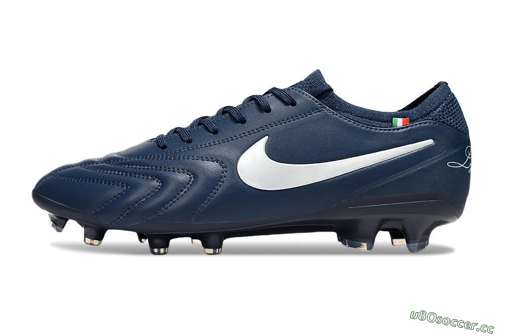 Men's Nike Tiempo Legend 10 Elite FG Firm Ground Low-Tops Football Boots - Blue/White 0