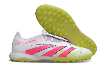 Men's Adidas Predator 25 Elite Foldover Tongue TF Artificial Turf Low-Tops Football Shoes - White/Pink/Yellow