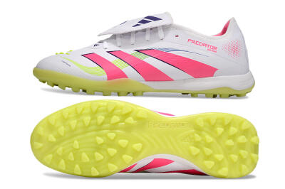 Men's Adidas Predator 25 Elite Foldover Tongue TF Artificial Turf Low-Tops Football Shoes - White/Pink/Yellow