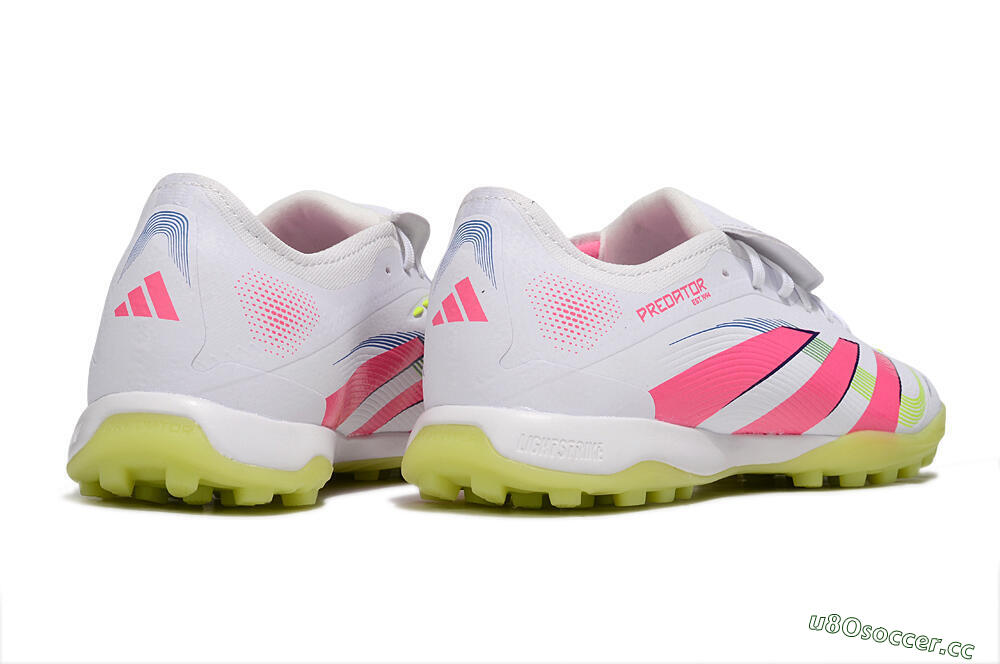 Men's Adidas Predator 25 Elite Foldover Tongue TF Artificial Turf Low-Tops Football Shoes - White/Pink/Yellow 6