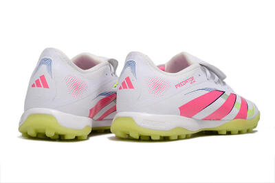 Men's Adidas Predator 25 Elite Foldover Tongue TF Artificial Turf Low-Tops Football Shoes - White/Pink/Yellow