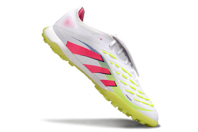 Men's Adidas Predator 25 Elite Foldover Tongue TF Artificial Turf Low-Tops Football Shoes - White/Pink/Yellow
