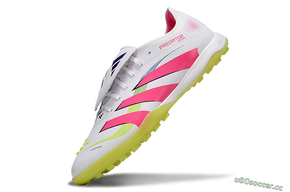 Men's Adidas Predator 25 Elite Foldover Tongue TF Artificial Turf Low-Tops Football Shoes - White/Pink/Yellow 5