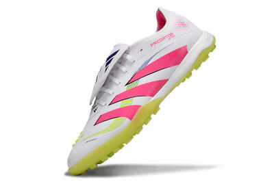 Men's Adidas Predator 25 Elite Foldover Tongue TF Artificial Turf Low-Tops Football Shoes - White/Pink/Yellow