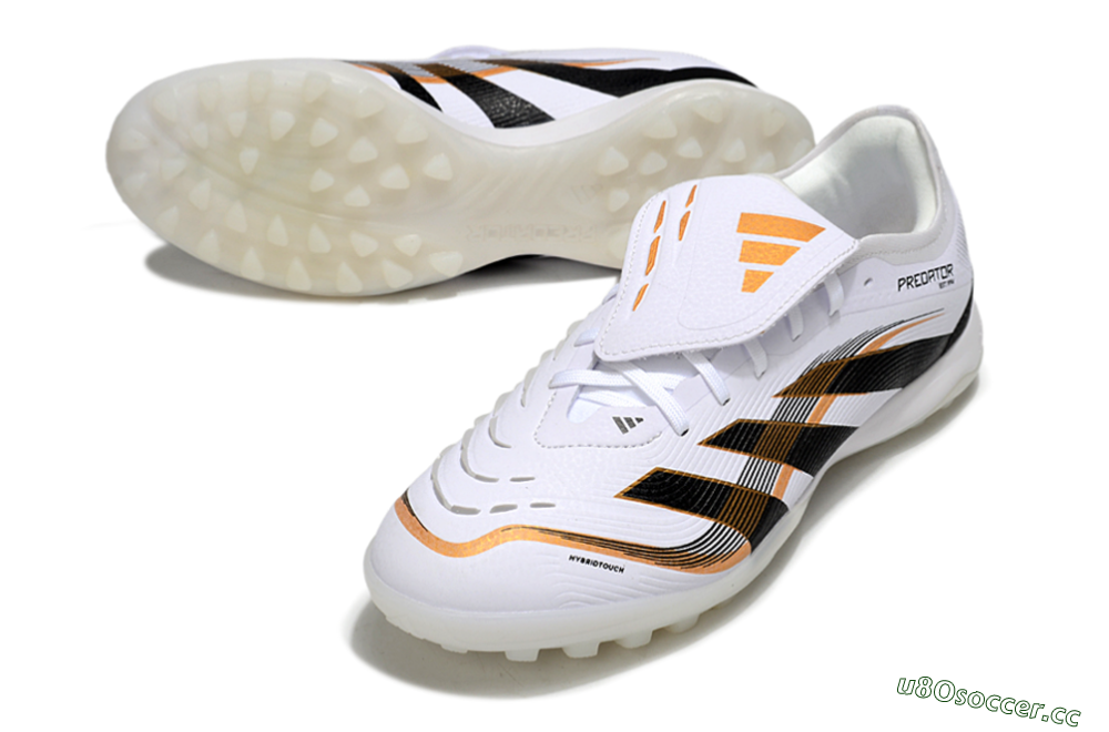Men's Adidas Predator 25 Elite Foldover Tongue TF Artificial Turf Low-Tops Football Shoes - White/Black/Gold 3
