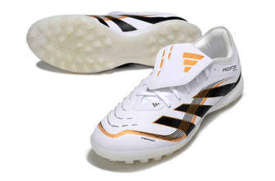Men's Adidas Predator 25 Elite Foldover Tongue TF Artificial Turf Low-Tops Football Shoes - White/Black/Gold