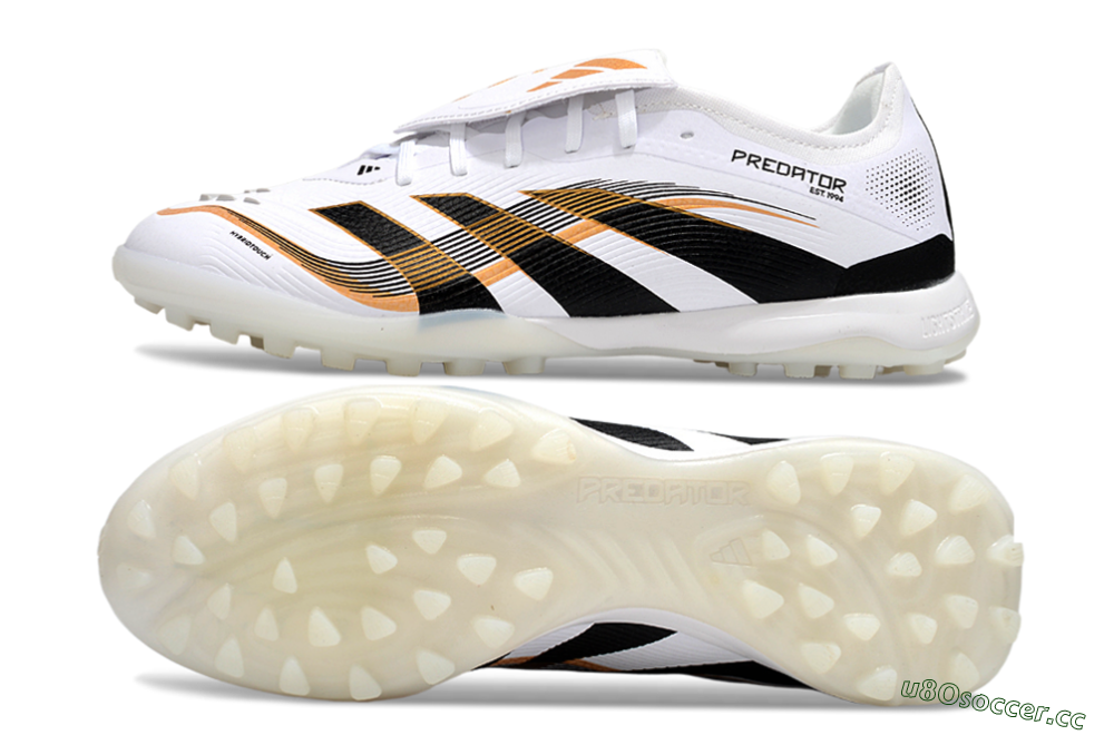 Men's Adidas Predator 25 Elite Foldover Tongue TF Artificial Turf Low-Tops Football Shoes - White/Black/Gold 1