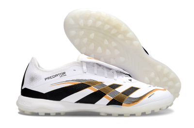 Men's Adidas Predator 25 Elite Foldover Tongue TF Artificial Turf Low-Tops Football Shoes - White/Black/Gold