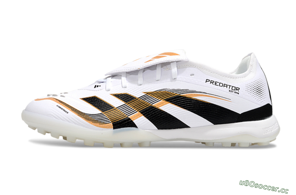 Men's Adidas Predator 25 Elite Foldover Tongue TF Artificial Turf Low-Tops Football Shoes - White/Black/Gold 0