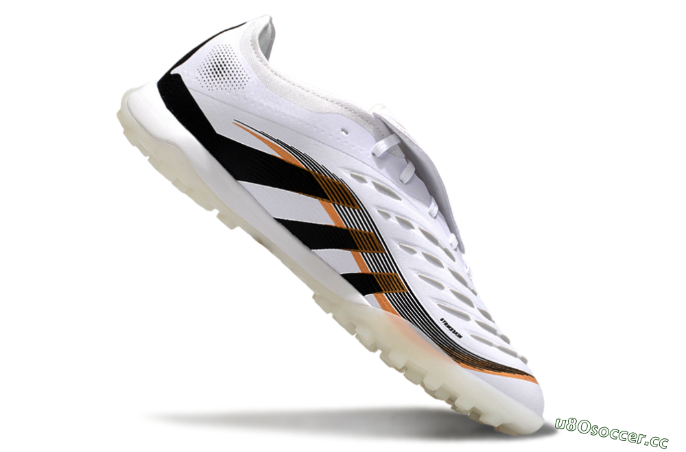 Men's Adidas Predator 25 Elite Foldover Tongue TF Artificial Turf Low-Tops Football Shoes - White/Black/Gold 4