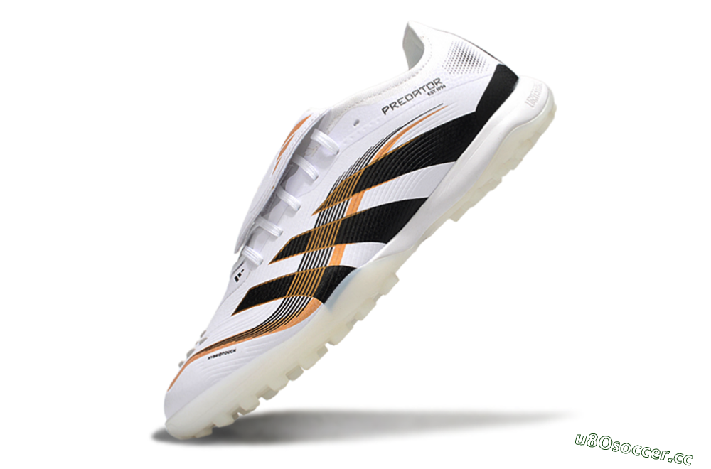 Men's Adidas Predator 25 Elite Foldover Tongue TF Artificial Turf Low-Tops Football Shoes - White/Black/Gold 5