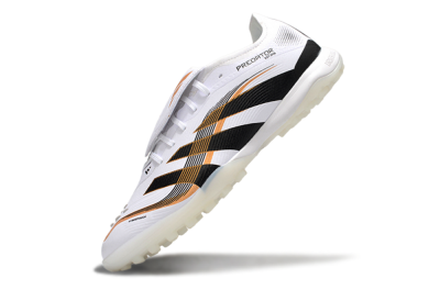 Men's Adidas Predator 25 Elite Foldover Tongue TF Artificial Turf Low-Tops Football Shoes - White/Black/Gold